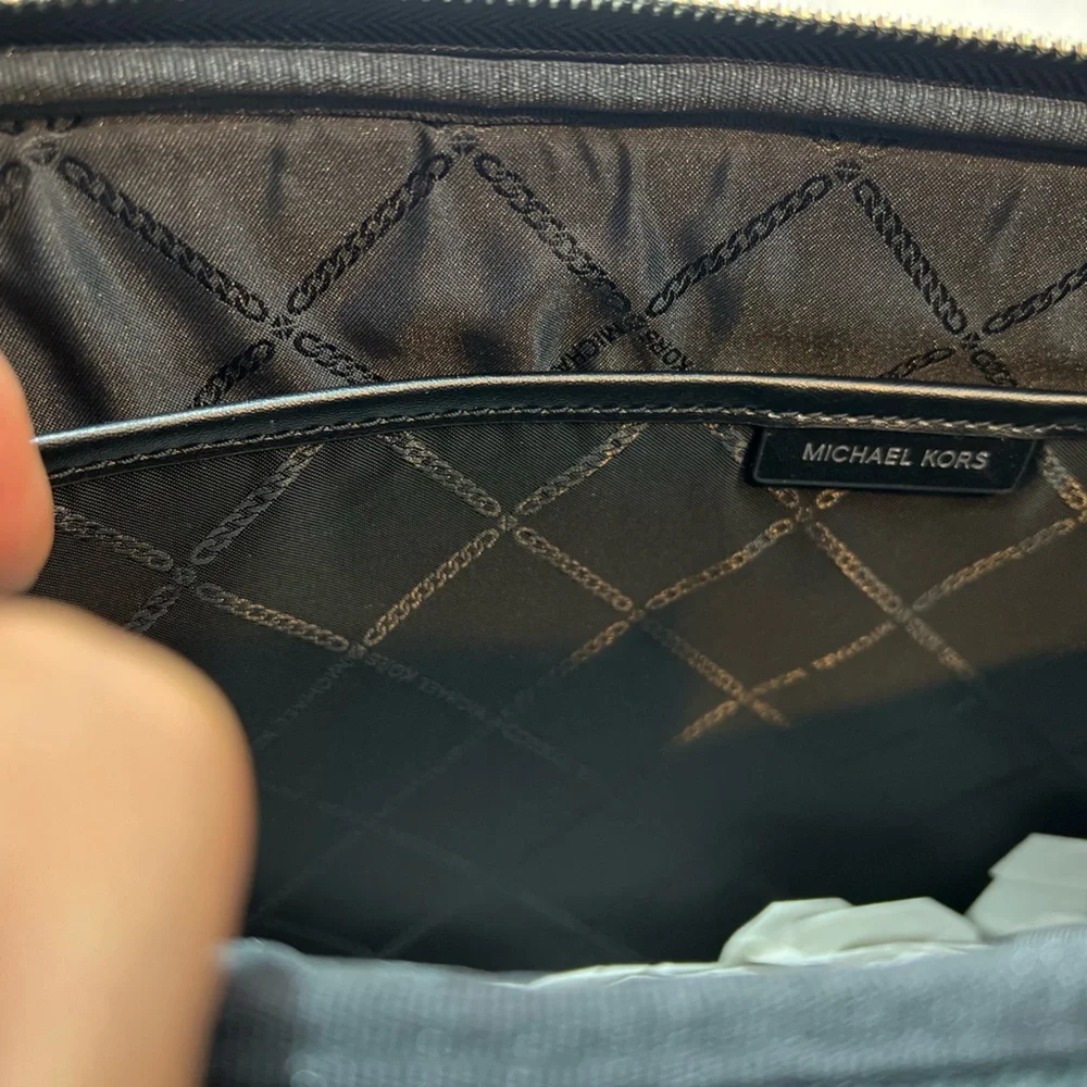 Michael Kors Black and Gray Laptop Bag with Signature MK Logo